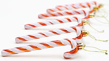 Load image into Gallery viewer, Stripy Copper &amp; White Candy Cane Christmas Decorations 
