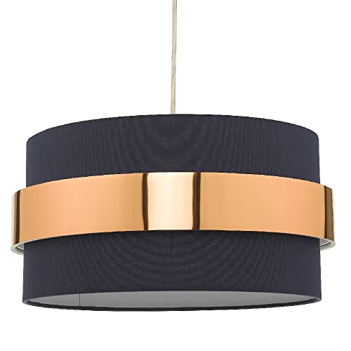 Navy & Copper | Metallic Band | Drum Pendant | 38cm Diameter (15