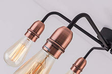 Load image into Gallery viewer, Industrial Style Copper &amp; Black 5 Arm Ceiling Light 

