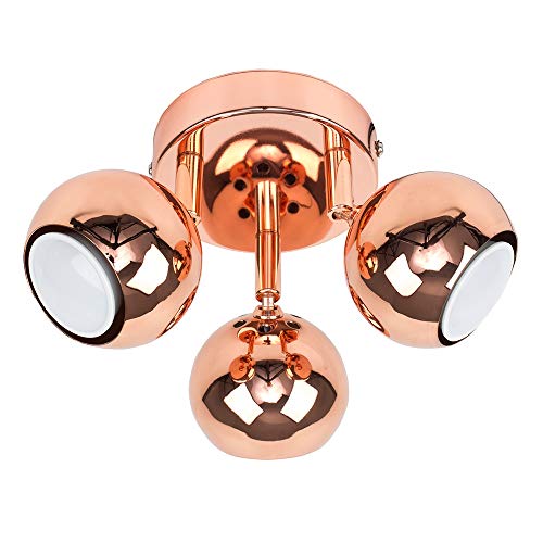 Retro Copper 3 Way Round Ceiling Spotlight | Adjustable Eyeball Design | GU10 LED