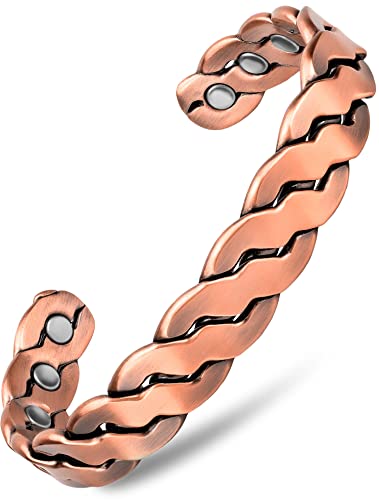 MagnetRX® Pure Copper Magnetic Bracelet - Magnetic Copper Bracelets for Men - Adjustable Cuff + Gift Box (Copper | Medium - Large)