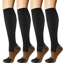 Load image into Gallery viewer, Copper Compression Socks | 4 Pairs | Men &amp; Women | 15-20 mmHg Medical Compression Stockings 
