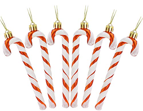 Copper & White Glitter Candy Canes | Christmas Tree Decorations | Pack of 6 | Christmas Concepts® 