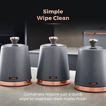 Load image into Gallery viewer, Grey &amp; Copper/ Rose-Gold Storage Canisters | Set Of 3 | Tower 
