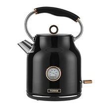 Load image into Gallery viewer, Tower | Black &amp; Copper | Traditional Kettle With Temperature Dial | 1.7 Litre | 3000W | Bottega 
