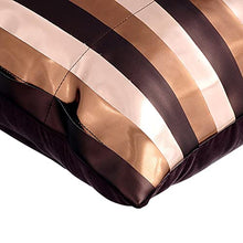 Load image into Gallery viewer, Stripy Copper &amp; Brown Faux Leather Cushion Cover | 40 x 40 cm
