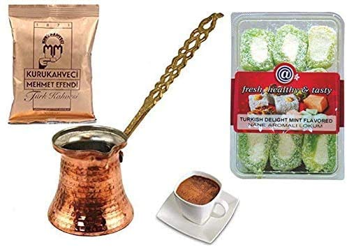 Turkish Cezve Copper Coffee Maker Pot | With Metal Handle | 100g Turkish Coffee