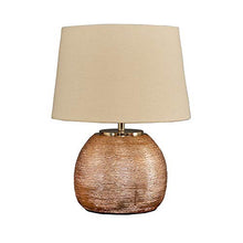Load image into Gallery viewer, Modern Metallic Copper Effect Ceramic Table Lamp With A Cream Tapered Shade | MiniSun
