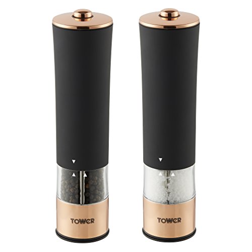 Tower Electric Salt & Pepper Mill | Stainless Steel | Copper/ Rose-Gold & Black | T847003RB