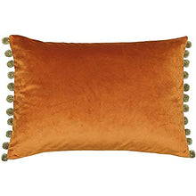 Load image into Gallery viewer, Rectangular Cushion Cover | Copper Rust Orange | With Pompom Edges | 35 x 50cm

