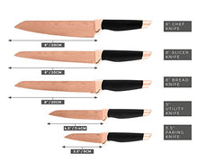 Load image into Gallery viewer, Tower 5 Piece Black &amp; Copper Knife Set

