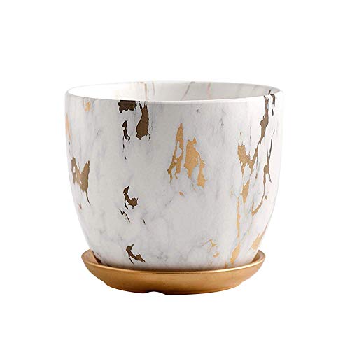 Copper & Marble Plant Pot | Ceramic