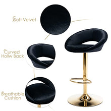 Load image into Gallery viewer, Curved Velvet Copper &amp; Black Bar Stools | Set Of 2
