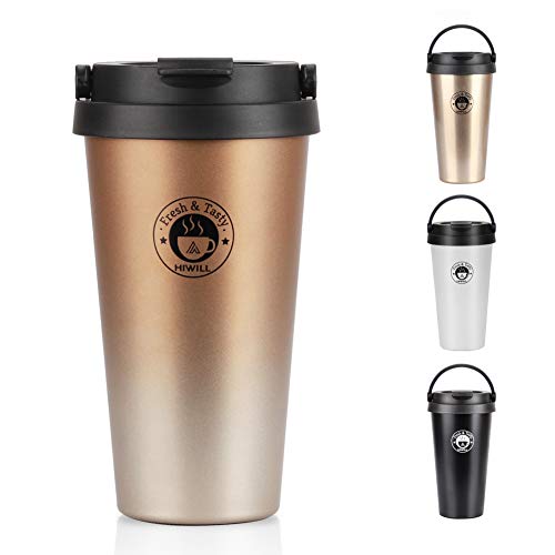Copper & Champagne Ombre | Insulated Coffee Mug | Double Wall Vacuum Travel Tumbler | Stainless Steel | 500ml 17OZ