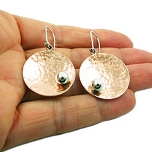 Load image into Gallery viewer, Hammered Copper &amp; Silver Earrings For Women | Gift Idea
