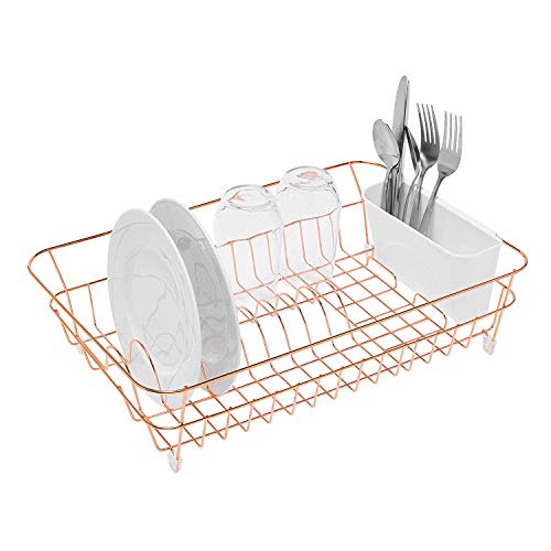 Simplywire | Copper Dish Drainer With Cutlery Basket | Anti Rust