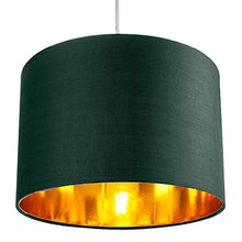 Load image into Gallery viewer, Forest Green &amp; Copper Drum Lamp Shade | Reversible Gimble
