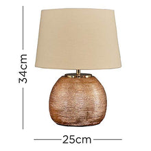 Load image into Gallery viewer, Copper Table Lamp Base With Cream Shade 
