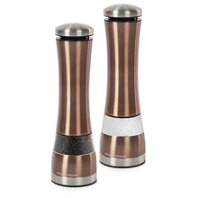 Load image into Gallery viewer, Morphy Richards | Electronic Salt &amp; Pepper Mill Set | Stainless Steel, Copper | 6.5 x 6.5 x 22 cm
