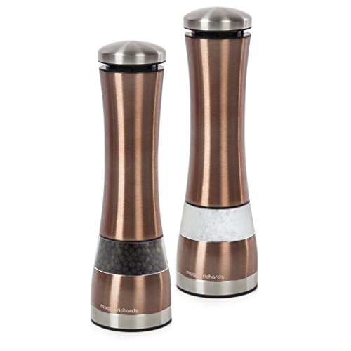 Morphy Richards | Electronic Salt & Pepper Mill Set | Stainless Steel, Copper | 6.5 x 6.5 x 22 cm