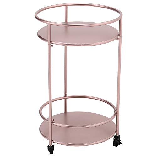 Copper Rose Gold Trolley | Round 2 Tier Rolling Cart | Durable Serving Drinks