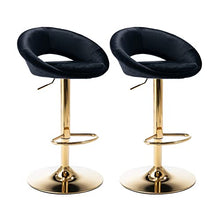 Load image into Gallery viewer, Copper Adjustable Barstools | Set of 2 | Swivel | Black Velvet 
