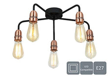 Load image into Gallery viewer, Industrial Style 5 Arm Black &amp; Copper Ceiling Light | Harper Living
