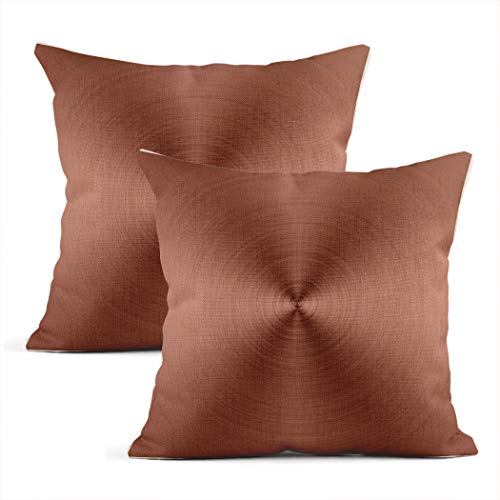 Set Of 2 Cushion Covers | Copper, Bronze | Linen | 16x16 Inches