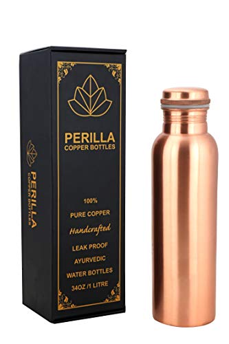 Copper Water Bottle | 100% Pure | Ayurvedic Copper Vessel | Perilla Home 