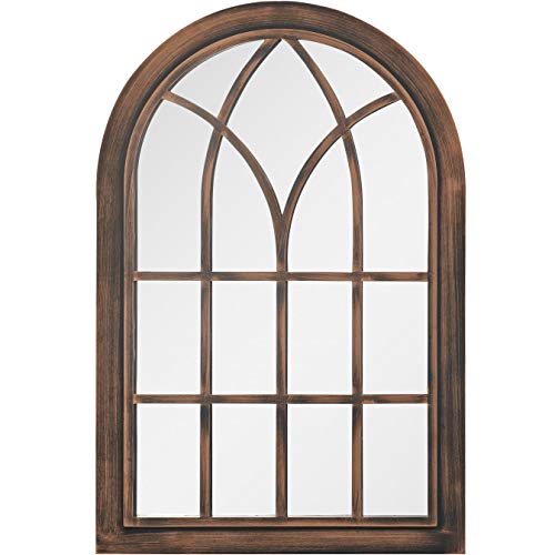 Indoor/Outdoor Arched Window Wall Mirror | Brushed Copper | W50cm x H76cm | Creekwood