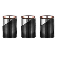 Load image into Gallery viewer, Tower | Set Of 3 Storage Canisters | Copper, Stainless Steel, Black | 11.6 x 11.6 x 17 cm
