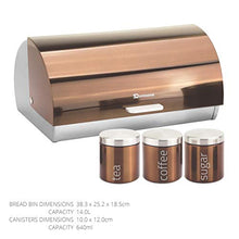 Load image into Gallery viewer, Copper Bread Bin &amp; 3 Canister Set | Tea, Coffee &amp; Sugar
