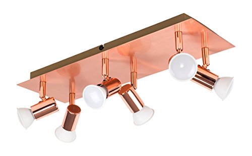 Modern Copper Ceiling Spotlight | 6 Way Lighting | GU10 Spotlight