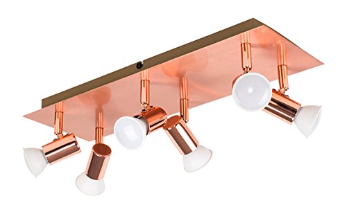Modern Copper Ceiling Spotlight | 6 Way Lighting | GU10 Spotlight