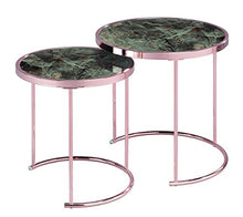 Load image into Gallery viewer, Set Of 2 Round Nesting Table | Copper/Brown Marble Glass | 50, 42 Dia x 45(H) cm
