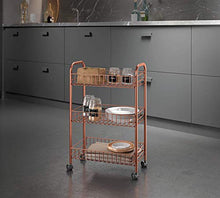 Load image into Gallery viewer, Copper Kitchen Trolley | 3 Tier | With Castors 
