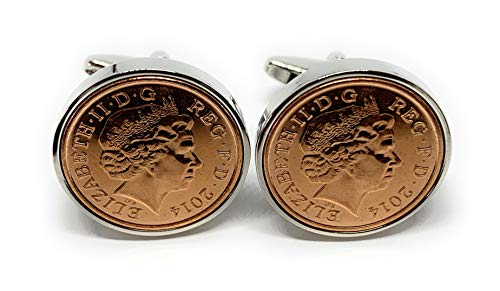 7th Copper Wedding Anniversary Gift | 2014 Coin Cufflinks | Present For Him 