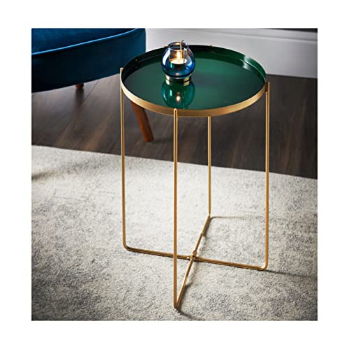 Copper & Emerald Green Side Table | With Removable Tray