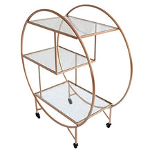 Load image into Gallery viewer, Copper Bar Cart Drinks Trolley | Art Deco | 3 Shelves | Rose Gold
