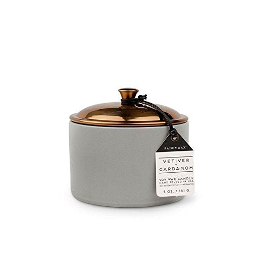 Hygge Collection Scented Candle | 5-Ounce | Vetiver + Cardamom | Copper | Paddywax