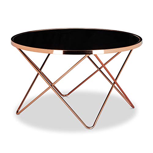 Copper & Black Glass Coffee Tables | Round 