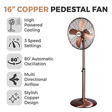 Load image into Gallery viewer, 16&quot; Copper Pedestal Fan 
