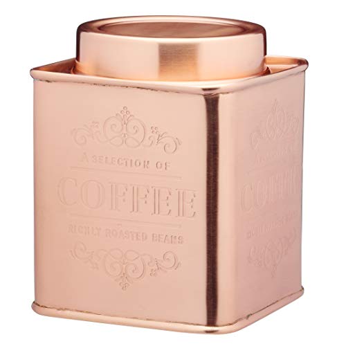 Kitchen Craft | Le'Xpress Square Airtight Coffee Storage Tin | Copper Finish | 10 x 10 x 12 cm