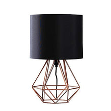 Load image into Gallery viewer, Copper Table Lamp | With Black Shade | Geometric Style | Modern  
