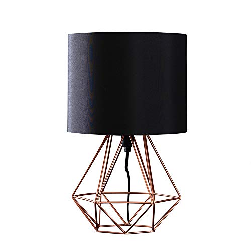 Copper Table Lamp | With Black Shade | Geometric Style | Modern  