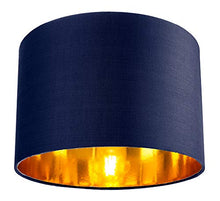 Load image into Gallery viewer, 12&quot; Circular Drum Lamp Shade | Midnight Blue With Shiny Copper Inner | Happy Homewares
