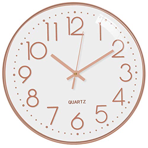 Modern Wall Clock | Copper/ Rose-Gold | Silent Non Ticking | Battery Operated
