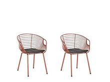 Load image into Gallery viewer, Set Of 2 | Copper Dining Chairs | Wired Backrest &amp; Faux Leather Seat Pad | Beliani
