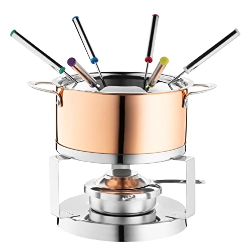 Copper Fondue Burner | Set For 6 People | 10-Piece Set | With Gift Box | Mäser