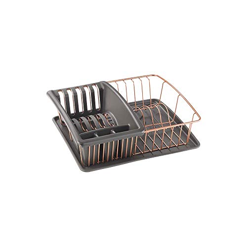 Copper Dish Drainer With Tray | Metal, Copper | 37 x 33 x 63 cm | Metaltex